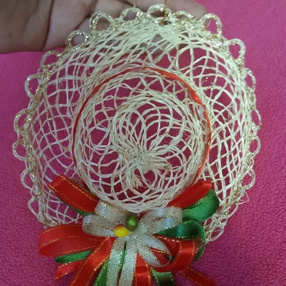 👒Straw Hat Christmas tree Holiday Ornament decor